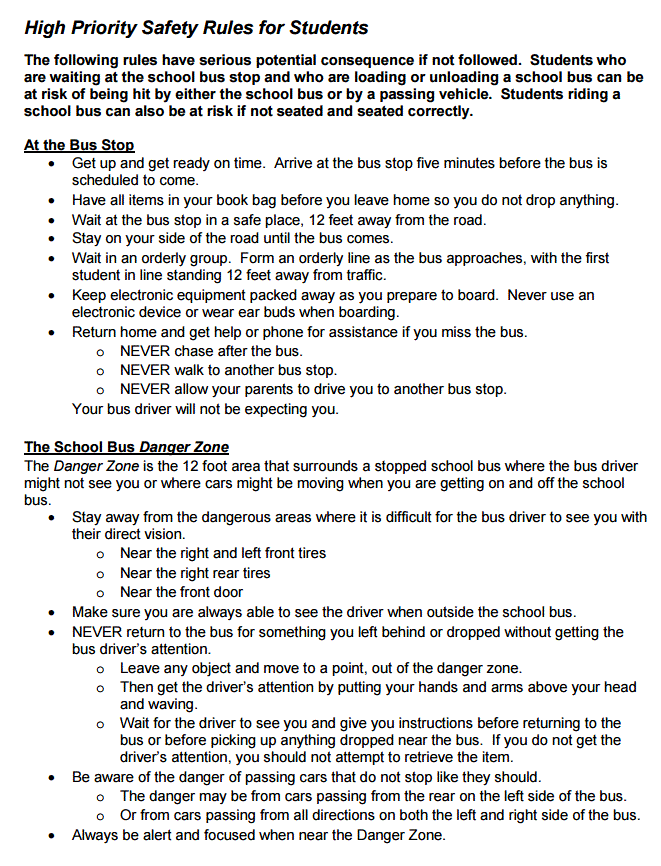 Student Safety Page 1 